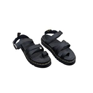 Dr. Martens Black Avry Hydro Leather Strap Sandals Size 10
